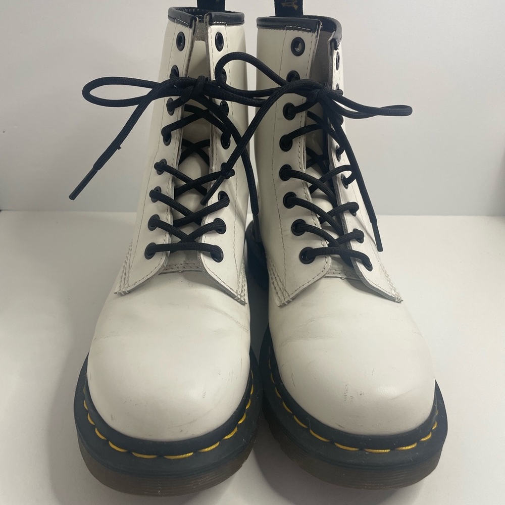 Dr. Martens 1460 Smooth Leather Lace Up Boots in White